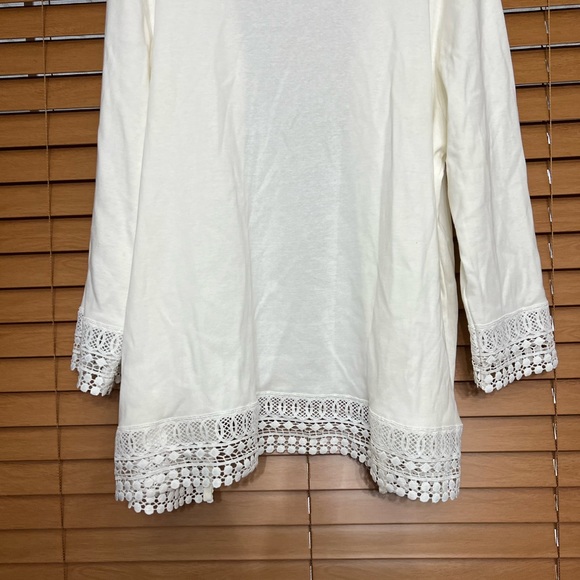Rafaella Lace-Trim women’s Open Front Cardigan size XL Cream - Picture 5 of 7